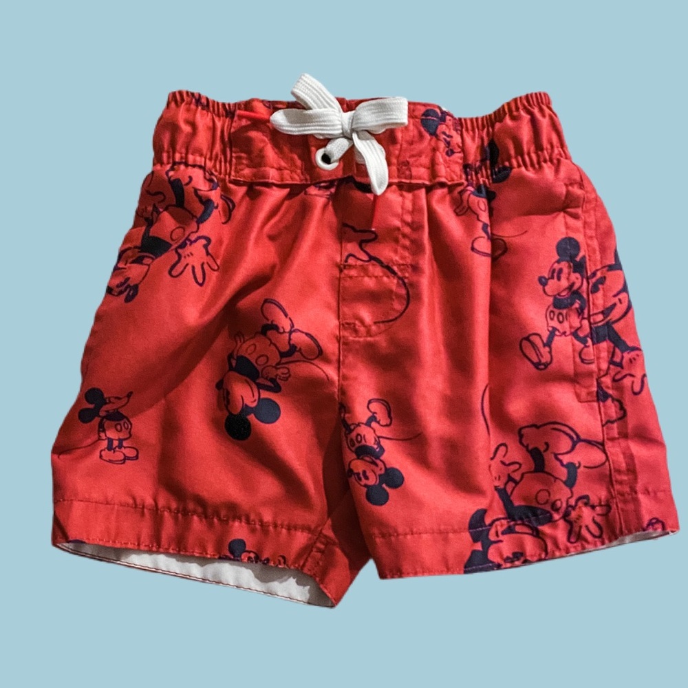 Red Mickey Mouse Swim Trunks Sz 2T